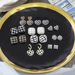 Stud Earrings DAXI Fashion Vintage Checkerboard Plaid For Women Statement Ear Piercing Female 2024 Trend Accessories Jewellery