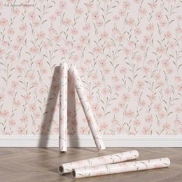 Wallpapers Pink Floral Printed Furniture Cabinet Sticker Home Decoration Wallpaper Elegant Chic Flowers Peel And Stick Contact Paper