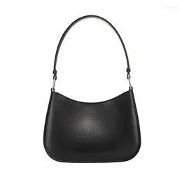 Evening Bags 2024 Genuine Leather Underarm For Women Luxury Designer Handbags Cowskin Female Shoulder Bag Simple Casual Totes Black