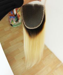 ombre 4x4 1b 613 dark root blonde hair peruvian straight hair lace closure part1451800