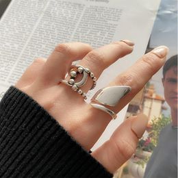 Cluster Rings Minimalist Punk Geometric Smooth For Women Retro Silver Colour Hip Hop Ring 2024 Fashion Jewellery Gift