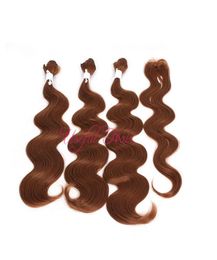 OMNRE BROWN TWO TONE THRERE Colour Body wave hair weaveS bundles with closure sew in hair weave MARLEY machine double weftS weaves 3481802