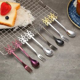 Spoons 1pcs Butterfly 304 Stainless Steel Coffee Spoon Creative Gift Gold-plated Dessert Fork Fruit