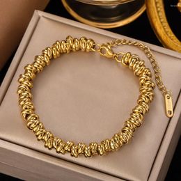 Link Bracelets 316L Stainless Steel Gold Color Annularity Bracelet For Women 2024 Luxury Designer Fashion Girls Body Jewelry Gifts