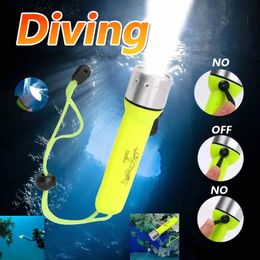 1pc LED Diving Flash Light (Without Battery), Underwater Light, Waterproof, Diving, Torch Lamp Black Green Handheld Searchlight, White Light Outdoor Night Lighting