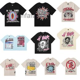 Hellstar t Shirt Designer Shirts Graphic Tee Clothing Clothes Hipster Washed Fabric Street Graffiti Lettering Foil Print Vintage Coloeful Loose Fitting JSIY
