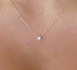 Fashion Gold Diamonds Necklaces Delicate Solitaire Pendant Dainty Pendants Necklace Bridal Jewellery Floating Diamond Jewellery9236767