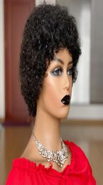 Short Afro Kinky Curly Wig Pixie Cut Wigs Brazilian Remy Hair Afro Puff Human Hair Wigs For Women Full Mahine Made Wigs4216382