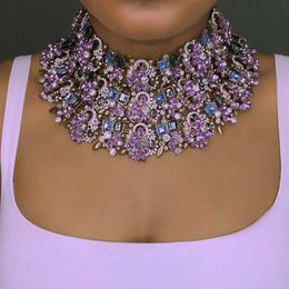 Dvacaman Women Layers Crystal Chain Pendant Necklace Big Statement Necklace Rhinestone Indian Bridal Jewelry Famale Bijoux AI32 X0311e