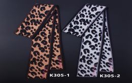 Good quality 130cm6cm Maitong silk scarf Autumn European leopard print Small female tied bag handle Handbag Twill Scarves Ribbons1492206