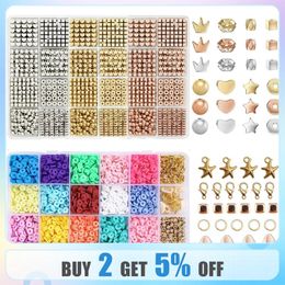 2Boxes Kits CCB Beads 8 Styles Mixed Colours Kits With Clay Flat Polymer Clay Beads for DIY Jewellery Bracelet Necklace Making 231229