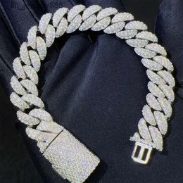 12mm Two Row Customised Bracelet Vvs Moissanite Cuban Link Chain Bracelet With 925 Silver Bracelet