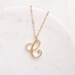10pcs lot Gold Silver Letter C Pendant C Initial Cursive Necklace Fashion Clavicle Jewelry for Favor Gift220U