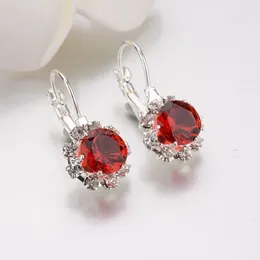 Dangle Earrings 4 Colour Big Gem Stone Rhinestone Drop Zirconia Cuff Earring For Women Jewellery