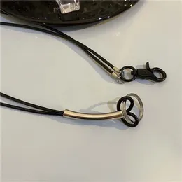 Choker Men Necklace Metal Texture Couple Korean Style Black Rope Leather Female