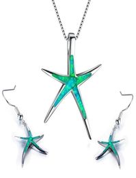 Earrings Necklace Sea World Starfish Design Fire Synthesis Opal Pendant Ocean Animal Maxi Necklaces For Women Boho Jewelry Set1188045