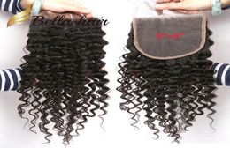 11A Deep CURLY 5X5 inch Lace Closure Brazilian Peruvian Indian Malaysian Wave Human Hair Can be dyed1043673
