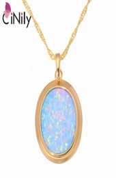 Cinily Green Blue Fire Opal Stone Necklaces Pendants Yellow Gold Colour Oval Dangle Charm Luxury Large Vintage Jewellery Woman6876735