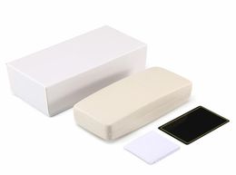 White leather suit glasses case fashion brand men and women sunglasses box cloth card 4 pieces set4810933