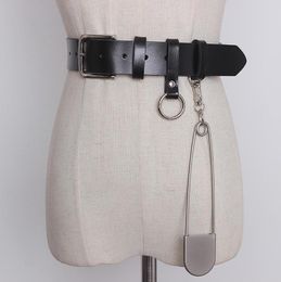 Belts Women039s Runway Fashion Genuine Leather Big Pin Cummerbunds Female Dress Corsets Waistband Decoration Wide Belt TB19993708237