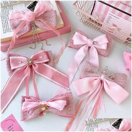 Hair Accessories Kids Big Bow Flower Hairpin Cute Girl Wrap Cloth Does Not Hurt Duckbill Clip Baby Drop Delivery Maternity Otco0