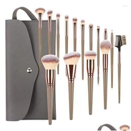Makeup Brushes 15Pcs Champagne Gold Brush Set Foundation Eyebrow Fl Drop Delivery Health Beauty Tools Accessories Otde8