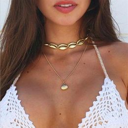10PC set Chocker Small Shell Choker Necklaces for Women Multilayer Long Chain Pendant Bohemian Beach Ocean Necklaces Jewellery Colla237z