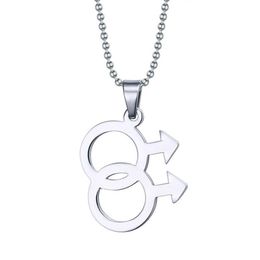 Fashion Male Logo Gay Pride Pendant Jewelry 316L Stainless Steel Pendant Necklaces Gay Jewelry334D