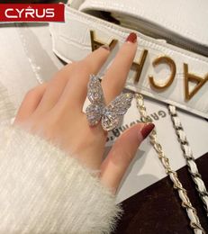 Trendy Butterfly Open Rings Inlaid Zircon Luxury Ring On the Hand Women Jewelry Accessories for Girl Weddings Party Gift 20207605848