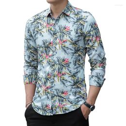 Men's Casual Shirts Autumn Fashion Male Shirt Plus Size 6XL 7XL Long Sleeve Button Flower Printed Floral Men Business Beach