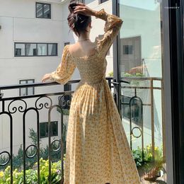 Casual Dresses Summer Long Floral Slim Chiffon Sundress 2024 Elegant Women Office Dress Party Sleeves High Quality Idyllic