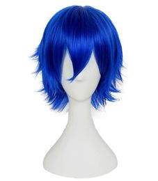 Synthetic Wigs Short Straight Blue Cosplay Heat Resistant Short Wig for Black Women Anime1416056