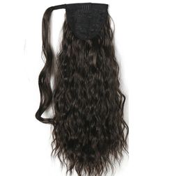 120g Kinky Curly Ponytails 55CM22quot Clip in Ponytail Hair Extension BlackBrown Curly Horsetail Pony Tail human hair Hairpiec5839539