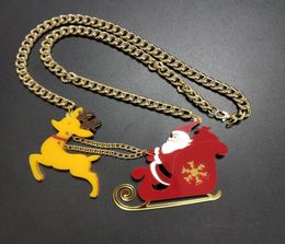 2021 Father Christmas Sweater Pendant Necklace for Women Santa Ride Chain Girls Kids Cute Trendy Jewelry Acrylic Accessories5275014