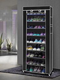 1086Layers Shoe Cabinet Organiser Stand Holder Dustproof Fabric Shelf Home Hallway Saving Space Furniture Storage Rack 240102