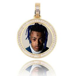 14K Gold Custom Made Memory Picture Po Pendant Iced with 18quot 20quot 24quot Rope Chain Necklace Zircon Bling Mens Hip h3526404