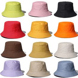 designer Double Side Bucket Hats For Women Men Reversible Black Panama Bob Sun Hat Girl Simple Candy Color Fishing Cap