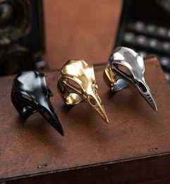 Fashion Viking Crow Skull Ring Women Mens Punk Rock Animal Long Rings Vintage Stainless Steel Gothic Nordic Amulet Jewellery Cluster7840709