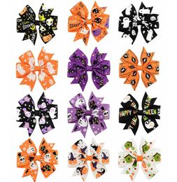 3 Inch Boutique Halloween Hair Bow With pattern Popular Clips Kids Hair Pumpkin Halloween Hairpins Hair Accessories Hairpin 6389713786