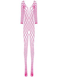 Womens V Neck Long Sleeve Crotchless Bodystocking Stretchy Fishnet Bodysuit Mesh Lingerie Nightwear Sleepwear7902722