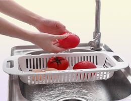 Retractable Kitchen Foldable Sink Drainer Plastic Philtre Dish Rack Flexible Drain Basket Drainer Folding Vegetable Drain Basket 213188189