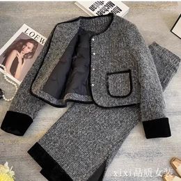 Two Piece Dress Grey Elegant Women's Suit Skirt Set Autumn And Winter Fashionable 2024 High-end Top Short Jacket Long Two-piece