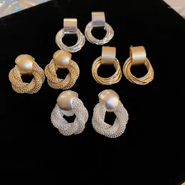 Stud Earrings Elegent Luxury Unique Mesh For Women Gold Colour Wrapping Minimalist High Quality Jewellery Friend Gifts