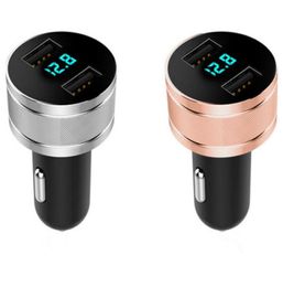 2022 New Update Universal Car Charger 2 USB Ports Digital Display Shine Intelligent Mobile Phone Fast Chargers Double Luminescence5660068