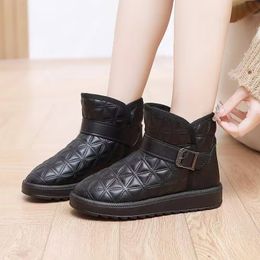 Winter Snow Boots Fashion Short Snow Boots Women Plus Fleece Thick Soles Warm Non-Slip Lightweight Cotton Shoes