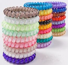 25pcs 25 colors 5 cm High Quality Telephone Wire Cord Gum Hair Tie Girls Elastic Hair Band Ring Rope Candy Color Bracelet Stretchy7054844
