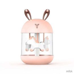 Humidifiers New cute rabbit usb mini humidifier home silent small desktop bedroom air spray creative dream horse holiday small gift