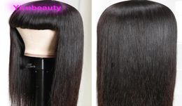 100 Human Hair Peruvian Virgin Hair Natural Color Straight Fullmachine Wigs Woven Headgear Body Wave Capless Wigs 1032inch8371402