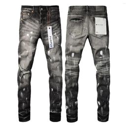 Men's Jeans Fashion 2024 Slim 1:1 Purple Brand Fall/Winter High Street Ripped Paint