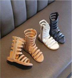 Roman Sandals Summer Kids Girl Hollow Open Toe Models High Help Sandals Nonslip Shoes 3 Colors74902026112422